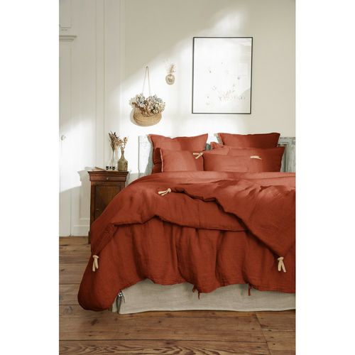 Drap Housse 160 X 200 Cm – Lin Lavé Français Luxe Soline – Paprika