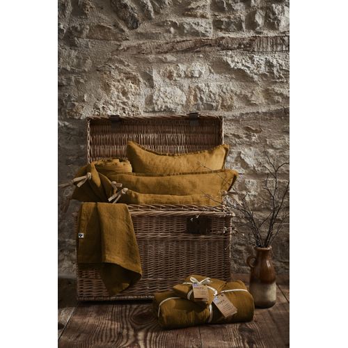 Drap Housse 160 X 200 Cm – Lin Lavé Français Luxe Soline – Caramel