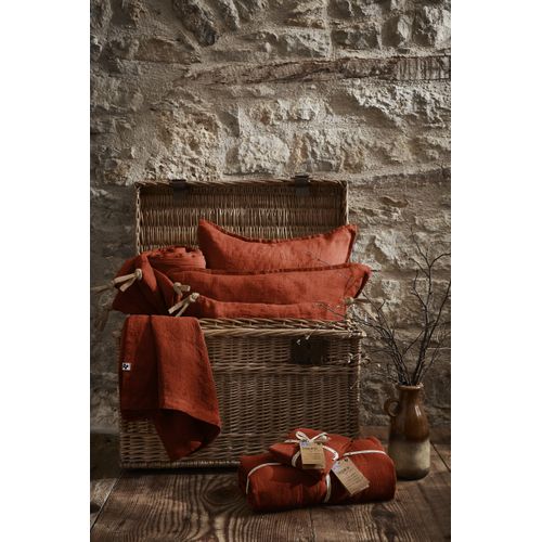 Drap Housse 140 X 190 Cm – Lin Lavé Français Luxe Soline – Paprika
