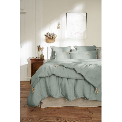 Drap Housse 140 X 190 Cm – Lin Lavé Français Luxe Soline – Eucalyptus