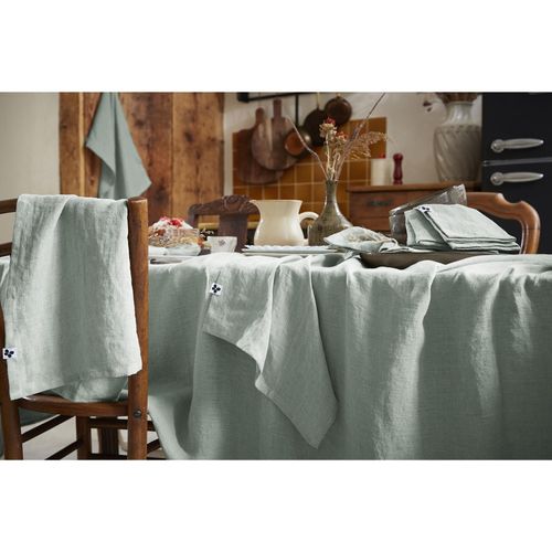 Nappe Rectangle 170 X 250 Cm Lin Lavé Soline Eucalyptus