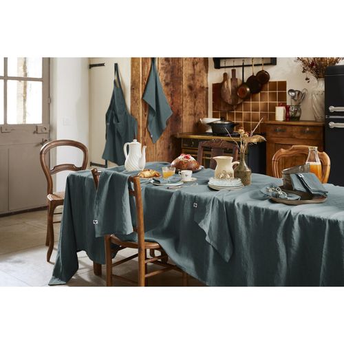 Nappe Rectangle 170 X 350 Cm Lin Lavé Soline Ardoise Gris Foncé