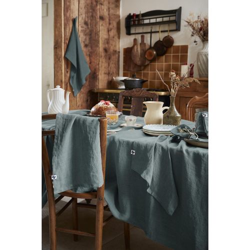 Nappe Rectangle 170 X 350 Cm Lin Lavé Soline Ardoise Gris Foncé