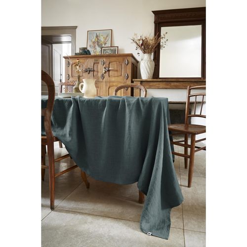 Nappe Rectangle 170 X 350 Cm Lin Lavé Soline Ardoise Gris Foncé