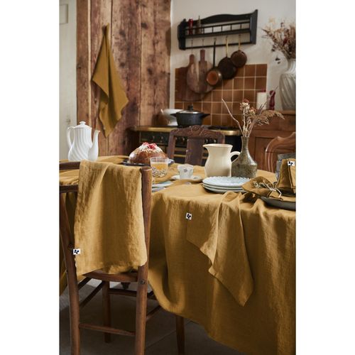 Nappe Rectangle 170 X 350 Cm – Lin Lavé Français Luxe Soline - Caramel