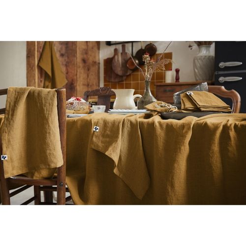 Nappe Rectangle 170 X 350 Cm – Lin Lavé Français Luxe Soline - Caramel
