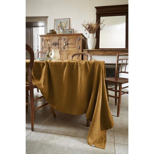 Nappe Rectangle 170 X 350 Cm – Lin Lavé Français Luxe Soline - Caramel