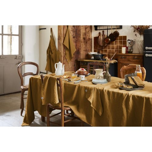 Nappe Rectangle 170 X 350 Cm – Lin Lavé Français Luxe Soline - Caramel
