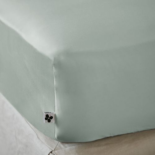 Drap Housse 160 X 200 Cm En Satin De Bambou – Salomé Eucalyptus – Bonnet 30 Cm