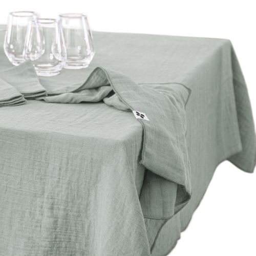 Nappe Rectangulaire 150 X 350 Cm – Double Gaze De Coton – Gaïa Eucalyptus