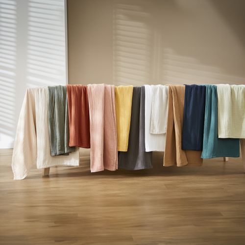 Nappe Rectangulaire 150 X 350 Cm – Double Gaze De Coton – Gaïa Eucalyptus