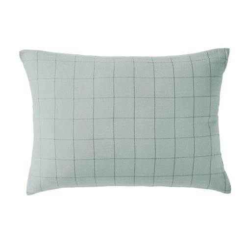 Taie D’oreiller 50 X 70 Cm – Double Gaze De Coton Tissée-teinte Gaïa Match – Eucalyptus