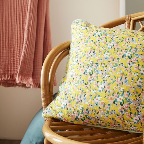 Coussin Déhoussable Avec Passepoil 45 X 45 Cm – Gaze De Coton Imprimée Manondéhoussable Avec