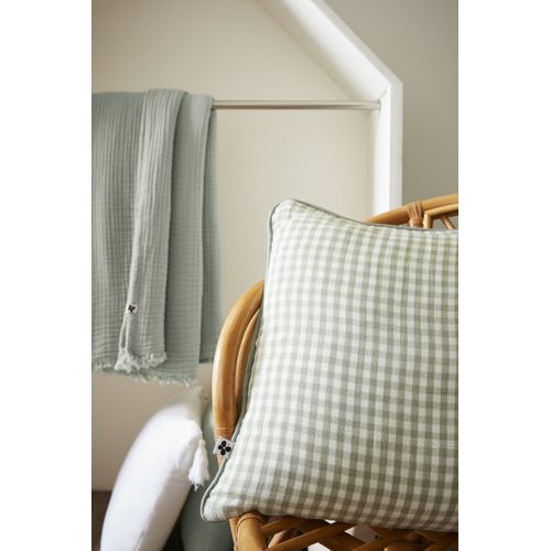 Taie D’oreiller 60 X 60 Cm – Gaze De Coton Tissée Teinte Vickie Eucalyptus