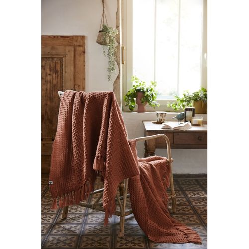 Plaid à Franges 180 X 220 Cm En Rpet - Gabin Terracotta