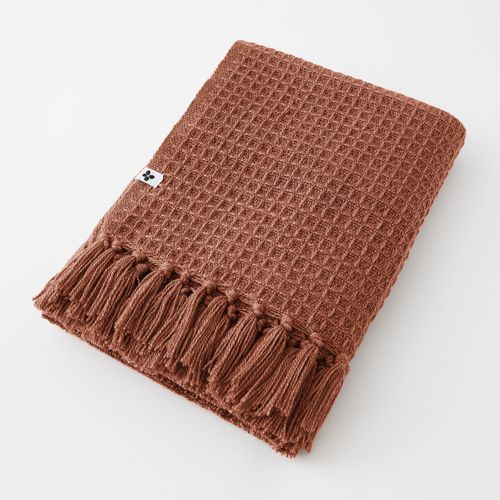 Plaid à Franges 180 X 220 Cm En Rpet - Gabin Terracotta