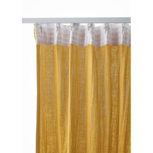 Rideau Galon Fronceur 140 X 240 Cm – Double Gaze De Coton Gaïa Jaune Safran