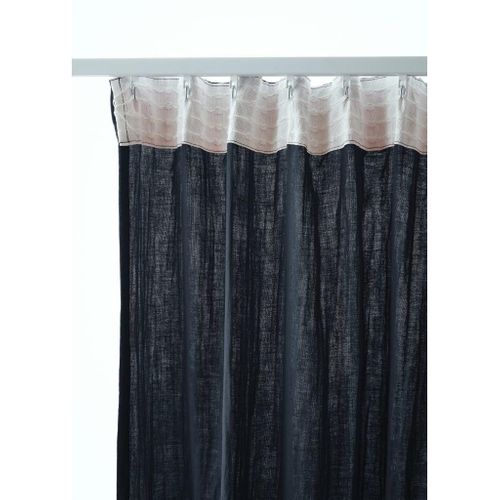 Rideau Galon Fronceur 140 X 240 Cm - Double Gaze De Coton - Uni Gaïa Minuit