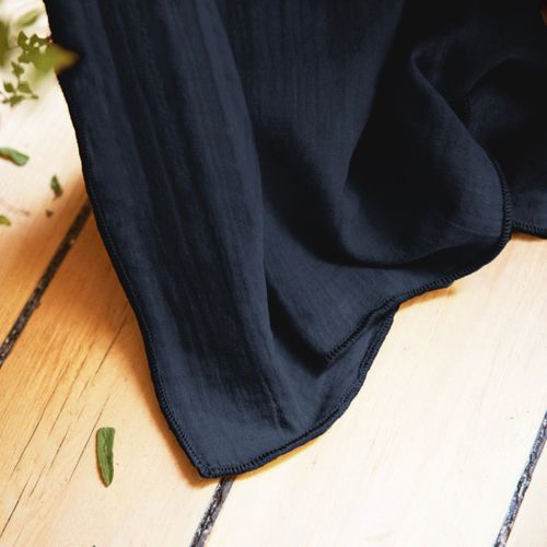 Rideau Galon Fronceur 140 X 240 Cm - Double Gaze De Coton - Uni Gaïa Minuit