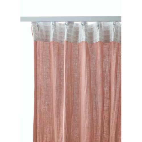 Rideau Galon Fronceur 140 X 240 Cm - Double Gaze De Coton - Uni Gaïa Rose Pêche