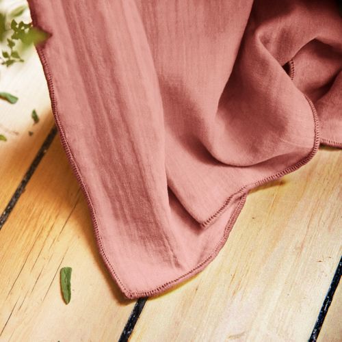 Rideau Galon Fronceur 140 X 240 Cm - Double Gaze De Coton - Uni Gaïa Rose Pêche