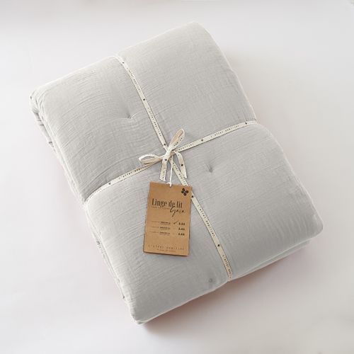 Édredon 180 X 240 Cm - Double Gaze De Coton 125 Gr/m² - Uni Gaïa Gris Clair