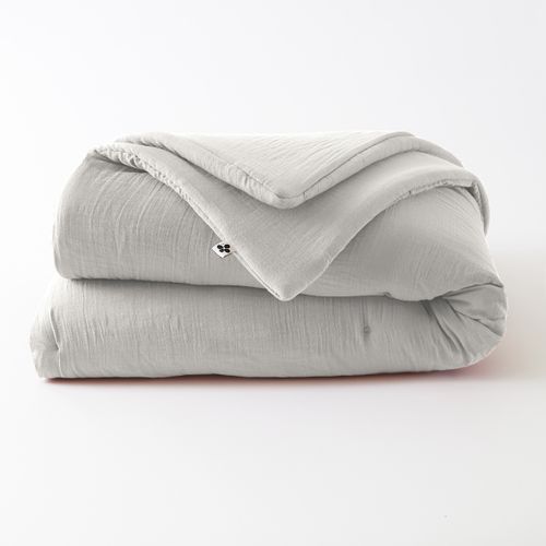Édredon 180 X 240 Cm - Double Gaze De Coton 125 Gr/m² - Uni Gaïa Gris Clair