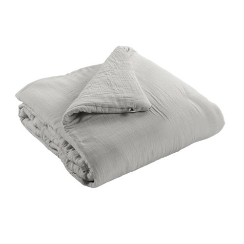 Édredon 180 X 240 Cm - Double Gaze De Coton 125 Gr/m² - Uni Gaïa Gris Clair