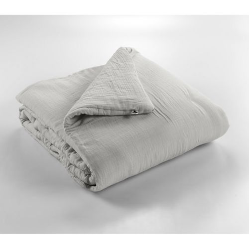 Édredon 180 X 240 Cm - Double Gaze De Coton 125 Gr/m² - Uni Gaïa Gris Clair