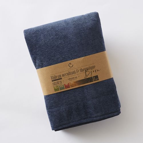 Rideau Occultant 140 X 260 Cm – Galon Fronceur Couture Invisible – Blackout et Polaire – Bjorn Bleu