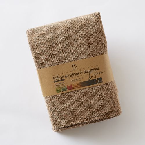 Rideau Occultant 140 X 260 Cm – Galon Fronceur Couture Invisible – Blackout et Polaire – Bjorn Camel