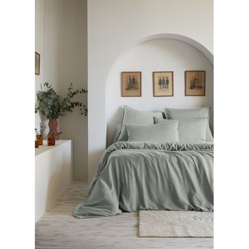 Drap-housse 160 X 200 Cm – Lyocell Uni Lysandre – Lichen – Bonnet 30 Cm