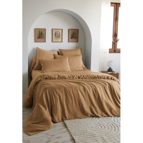 Drap-housse 180 X 200 Cm – Lyocell Uni Camel – Lysandre – Bonnet 30 Cm