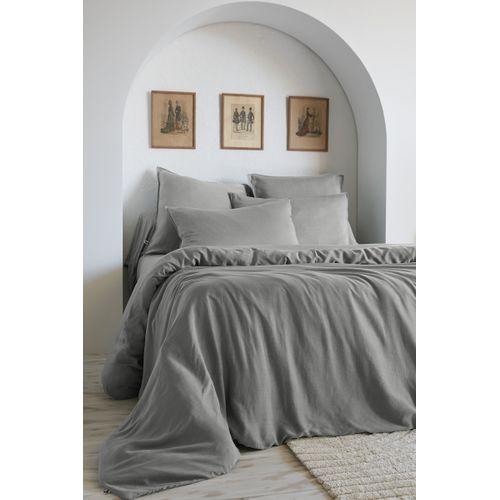 Taie De Traversin 43 X 185 Cm - Lyocell Uni Lysandre Granit - 147 G/m²