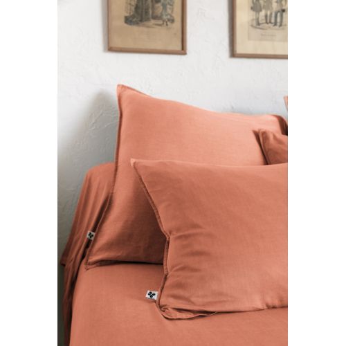 Taie De Traversin 43 X 185 Cm - Lyocell Uni Lysandre Terracotta - 147 G/m²