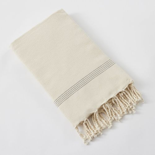 Fouta Avec Franges 100 X 200 Cm – 100% Coton Tissé Teint Ulysse Ecru