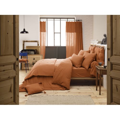 Drap-housse 140 X 190 Cm – Double Gaze De Coton 125 G/m² – Gaïa Abricot