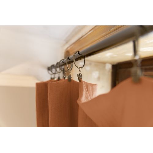 Rideau Ajustable + 8 Anneaux Pince 140 X 300 Cm – Gaze De Coton Gaïa – Abricot