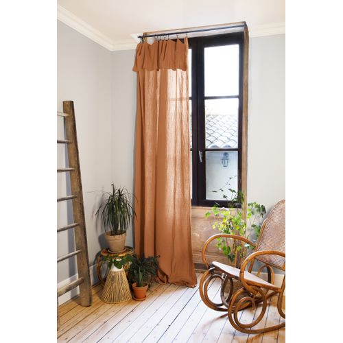 Rideau Ajustable + 8 Anneaux Pince 140 X 300 Cm – Gaze De Coton Gaïa – Abricot
