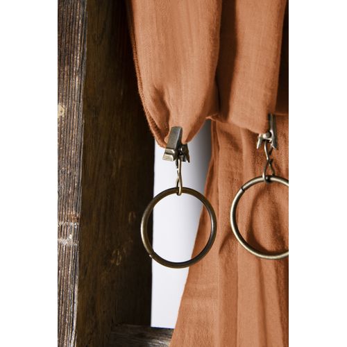 Rideau Ajustable + 8 Anneaux Pince 140 X 300 Cm – Gaze De Coton Gaïa – Abricot