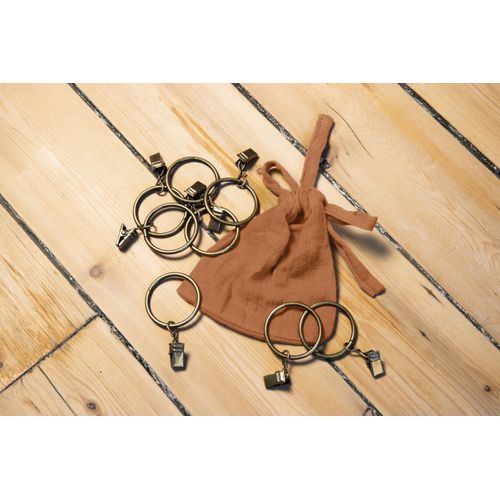 Rideau Ajustable + 8 Anneaux Pince 140 X 300 Cm – Gaze De Coton Gaïa – Abricot