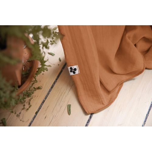 Rideau Ajustable + 8 Anneaux Pince 140 X 300 Cm – Gaze De Coton Gaïa – Abricot