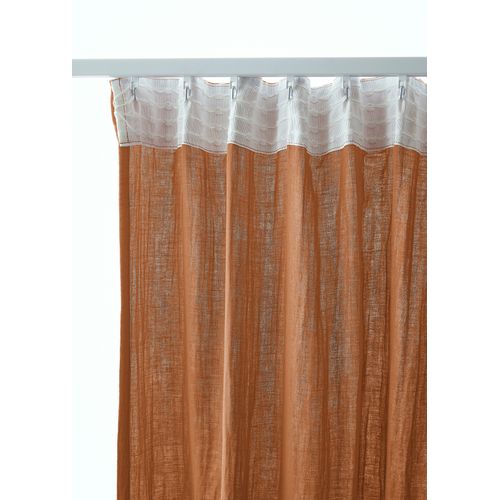 Rideau Galon Fronceur 140 X 240 Cm – Double Gaze De Coton Gaïa Abricot