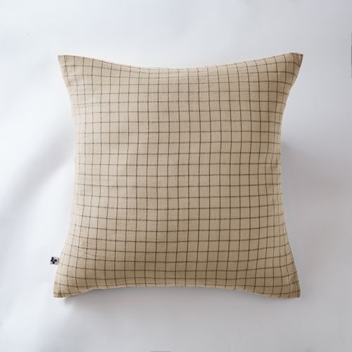 Taie D’oreiller 60 X 60 Cm – Gaze De Coton Tissée – Gaïa Mix – Petits Carreaux Ficelle