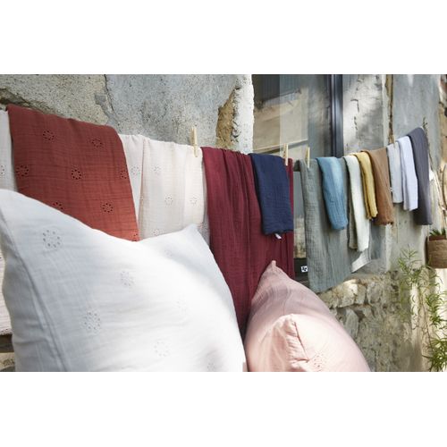 Taie D’oreiller Brodée 50 X 70 Cm – Gaze De Coton – Gaïa Boho Ficelle