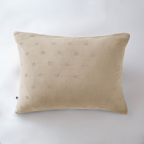 Taie D’oreiller Brodée 50 X 70 Cm – Gaze De Coton – Gaïa Boho Ficelle
