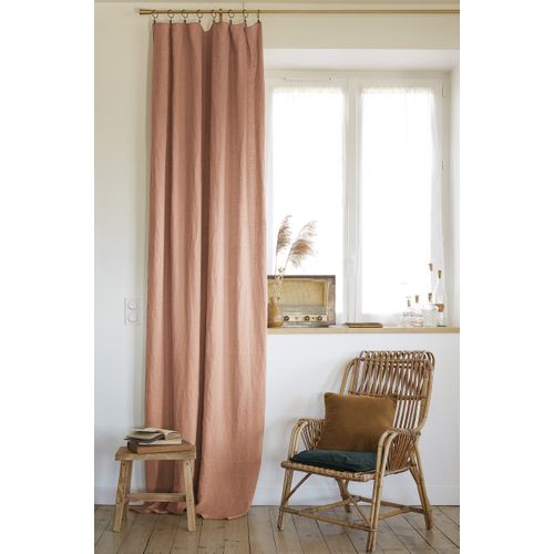 Rideau Ajustable + 8 Anneaux Pince 140 X 270 Cm – Lin Lavé Soline – Vieux Rose