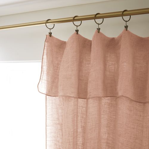 Rideau Ajustable + 8 Anneaux Pince 140 X 270 Cm – Lin Lavé Soline – Vieux Rose