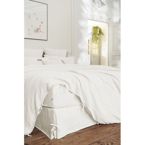 Drap Housse 90 X 190 Cm – Lin Lavé Français Luxe Soline – Blanc