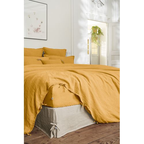 Drap Housse 90 X 190 Cm – Lin Lavé Français Luxe Soline – Miel